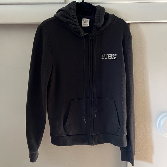 PINK bling full zip hoodie size M - Picture 2 of 2